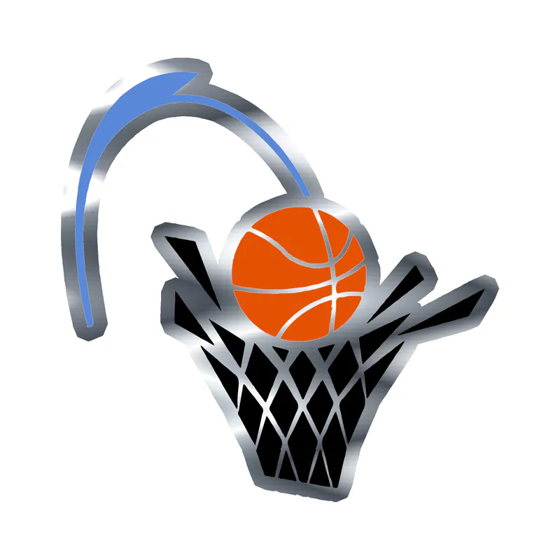 Cleveland Cavaliers - Basketball With Net - Silver Chrome Vinyl Sticker - Custom Size