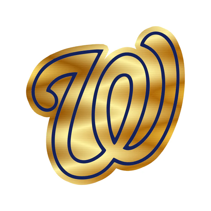 Washington Nationals White W - Gold Chrome Vinyl Sticker - Custom Size