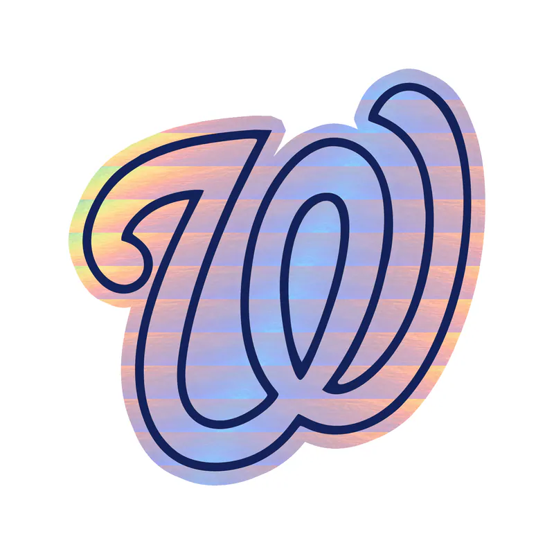 Washington Nationals White W - Holographic Vinyl Sticker - Custom Size