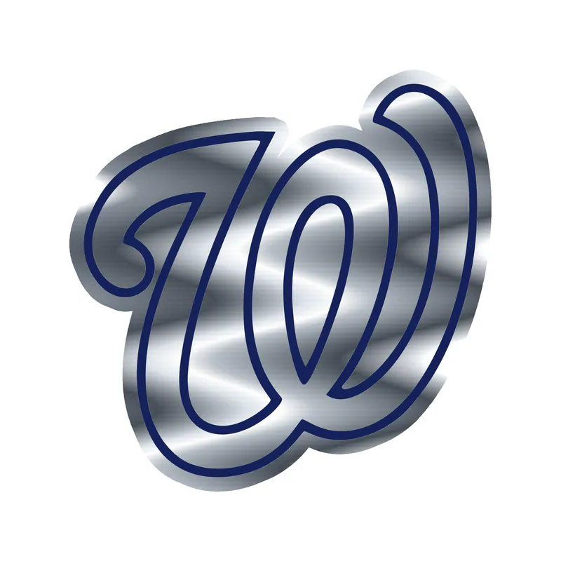 Washington Nationals White W - Silver Chrome Vinyl Sticker - Custom Size