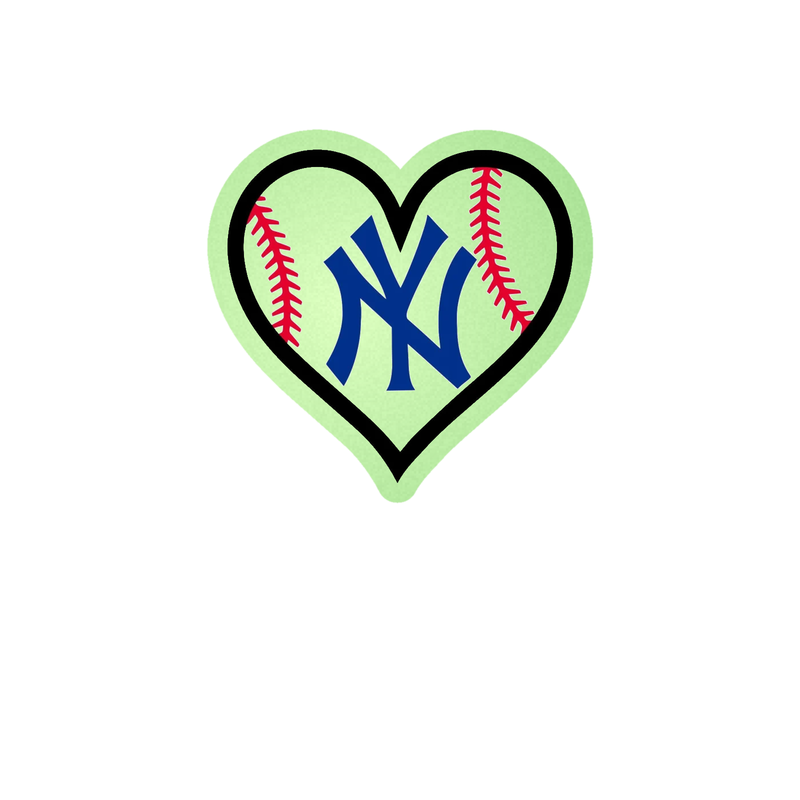 New York Yankees - Heart - Glow in the Dark Vinyl Sticker - Custom Size