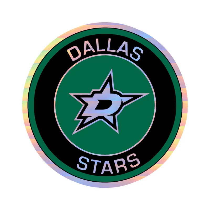 Dallas Stars - Black And Green Circle - Holographic Vinyl Sticker - Custom Size