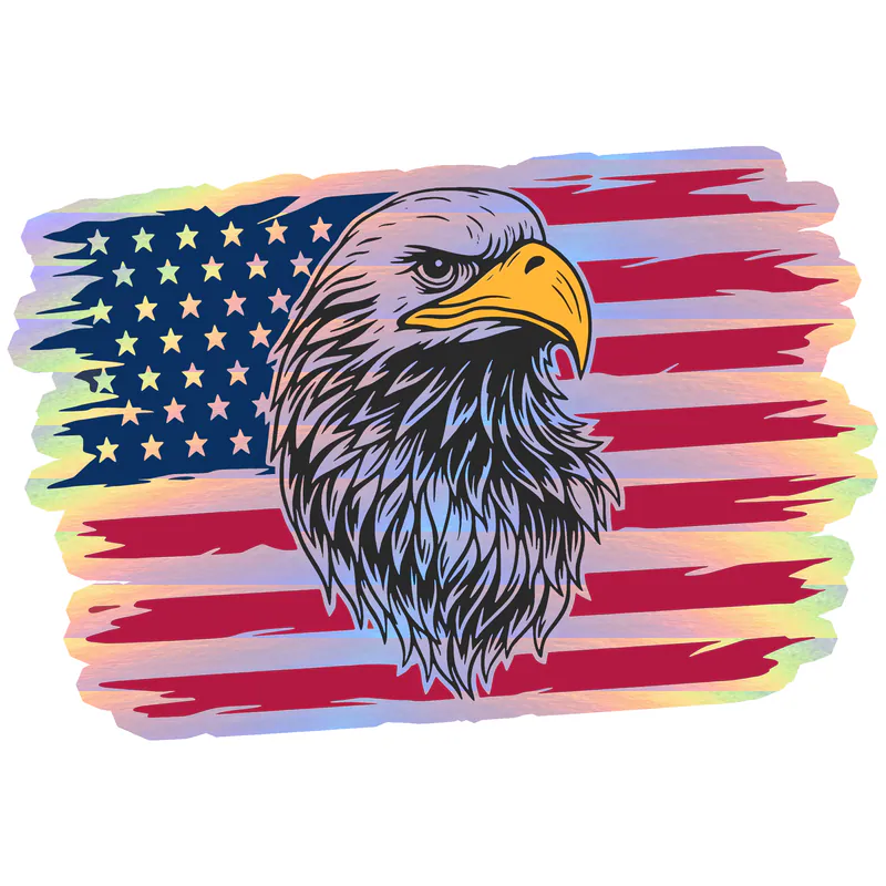 Eagle Flag Holographic Vinyl Decal - custom size