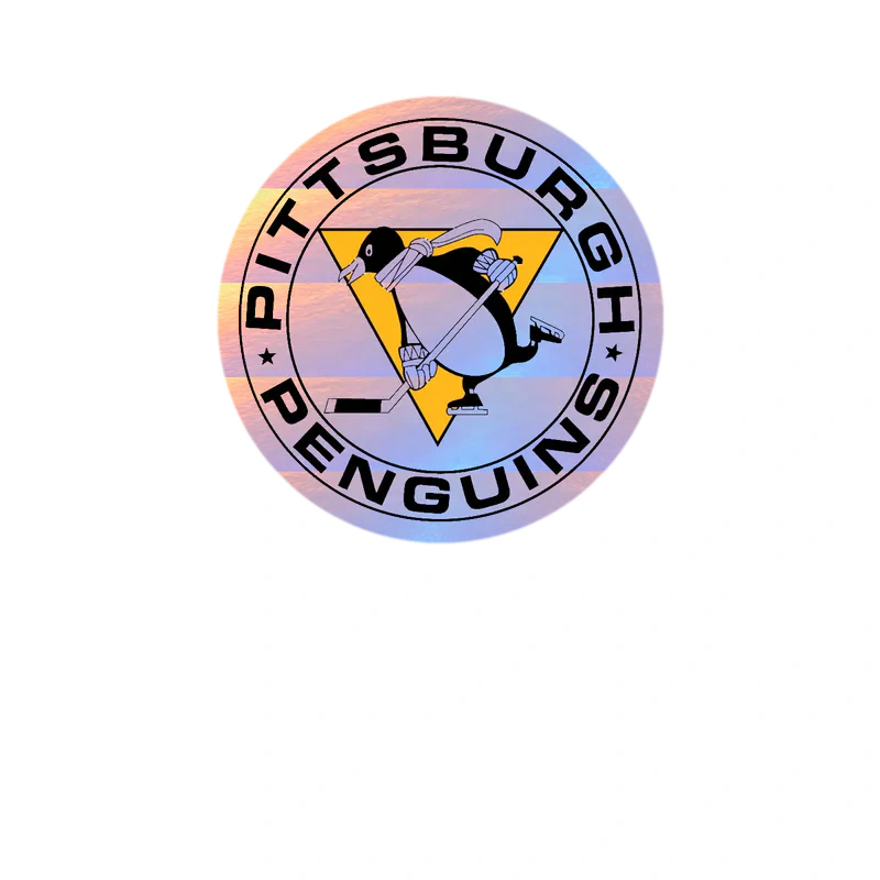 Pittsburgh Penguins - White Circle Black Name - Holographic Vinyl Sticker - Custom Size