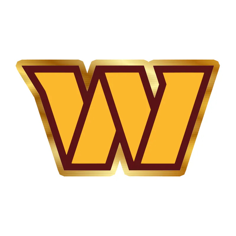 Washington Commanders - Yellow W- Gold Chrome Vinyl Sticker - Custom Size