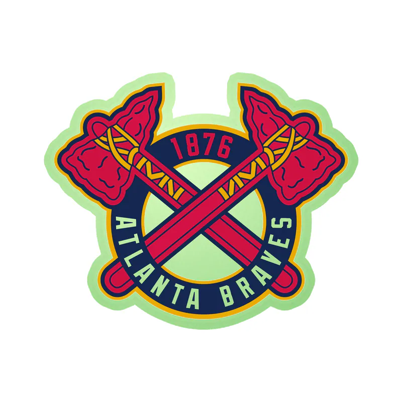 Atlanta Braves - Circle With Hatchets Crossed - Glow in the Dark Vinyl Sticker - Custom Size