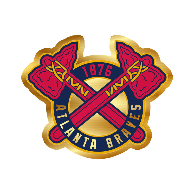 Atlanta Braves - Circle With Hatchets Crossed - Gold Chrome Vinyl Sticker - Custom Size