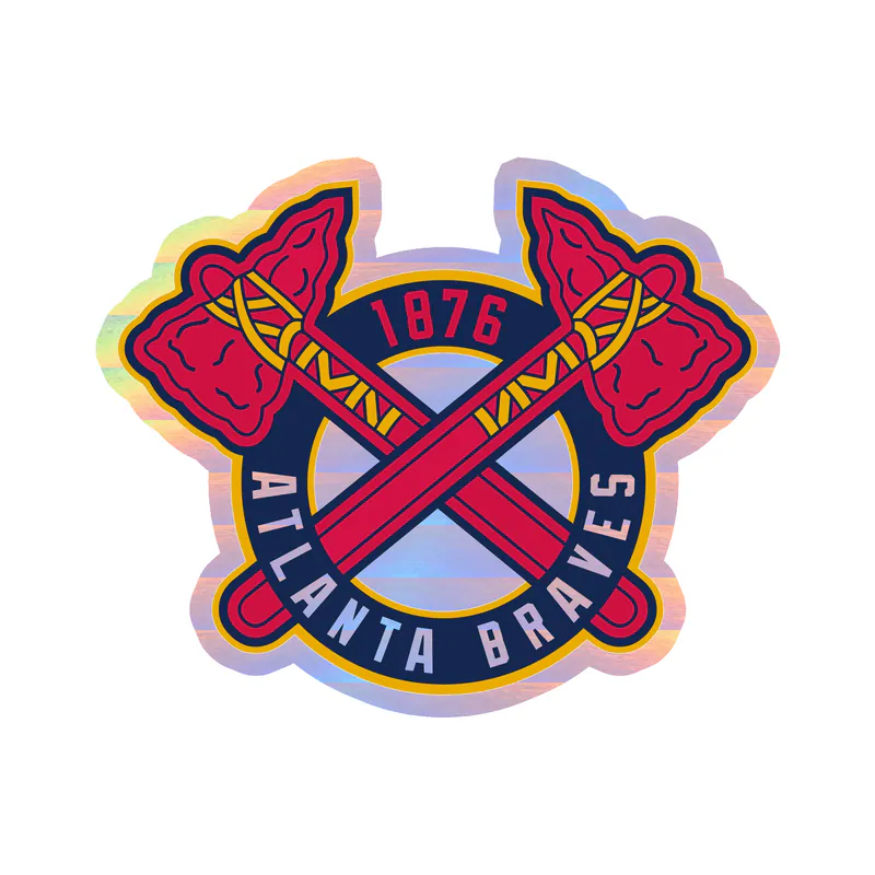 Atlanta Braves - Circle With Hatchets Crossed - Holographic Vinyl Sticker - Custom Size