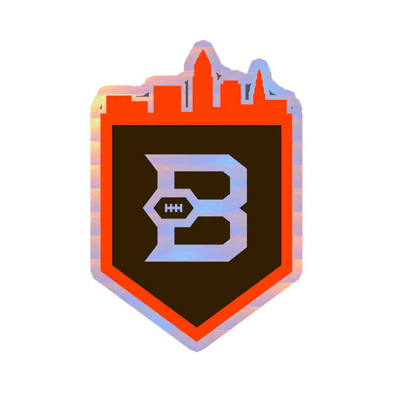 Cleveland Browns - Badge with City Outline - Holographic Vinyl Sticker - Custom Size