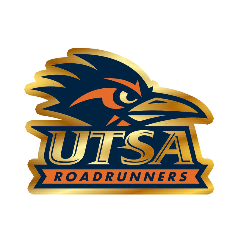 UTSA Roadrunners - Head With Name - Gold Chrome Vinyl Decal - Custom Size