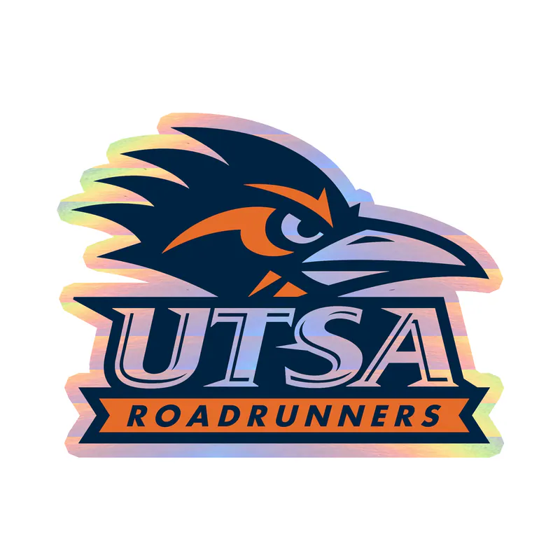 UTSA Roadrunners - Head With Name - Holographic Vinyl Decal - Custom Size