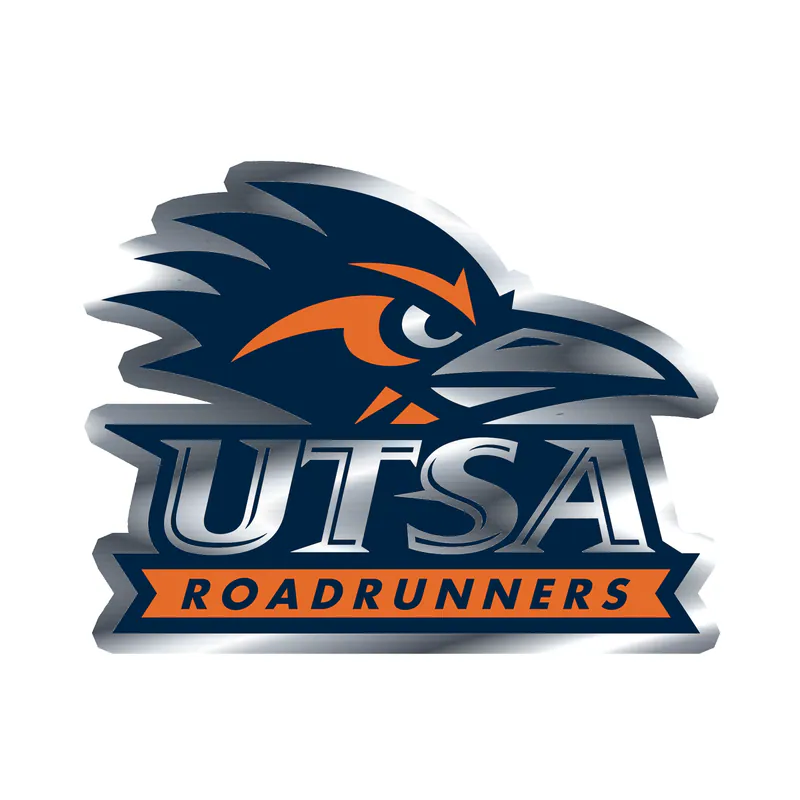 UTSA Roadrunners - Head With Name - Silver Chrome Vinyl Decal - Custom Size