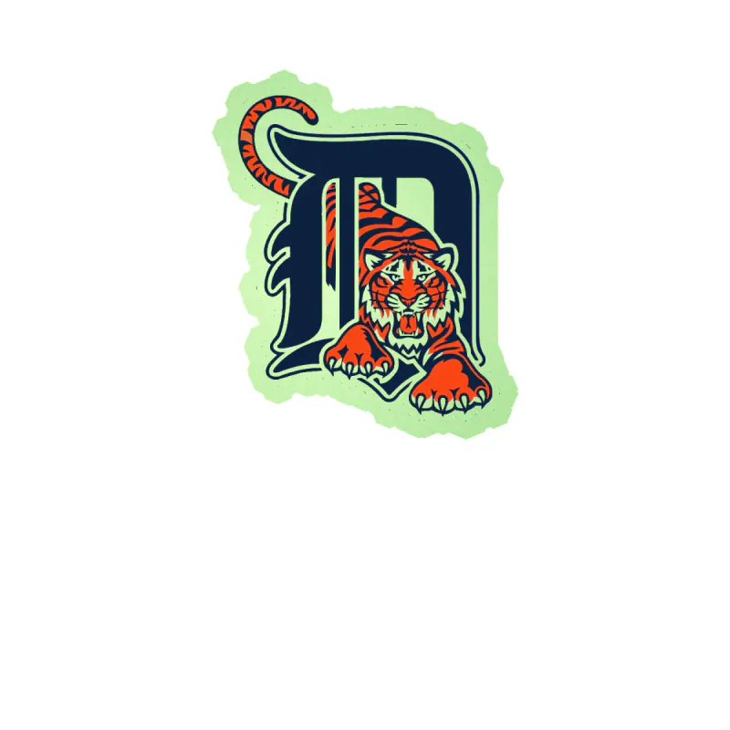 Detroit Tigers - Tiger With D - Glow in the Dark Vinyl Sticker - Custom Size