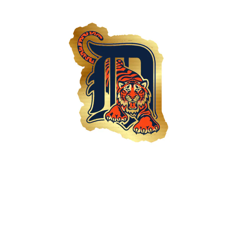 Detroit Tigers - Tiger With D - Gold Chrome Vinyl Sticker - Custom Size