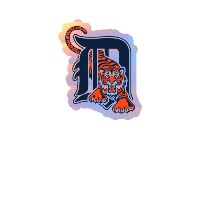 Detroit Tigers - Tiger With D - Holographic Vinyl Sticker - Custom Size