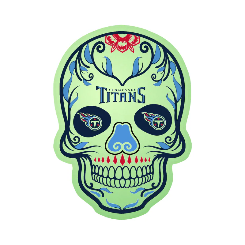 Tennessee Titans - Sugar Skull - Glow in the Dark Vinyl Sticker - Custom Size