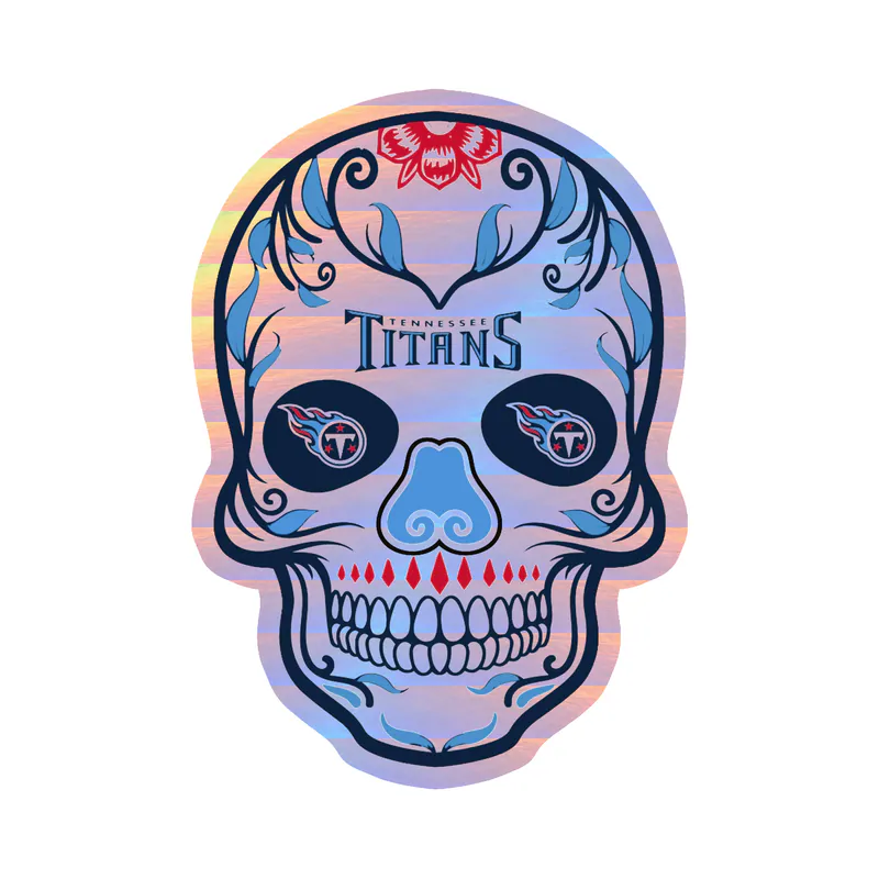 Tennessee Titans - Sugar Skull - Holographic Vinyl Sticker - Custom Size