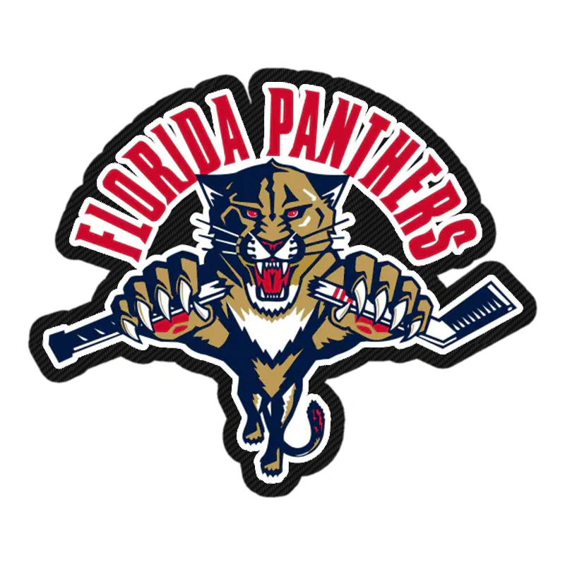 Florida Panthers - Panther With Hockey Stick - Carbon Fiber Vinyl Sticker - Custom Size