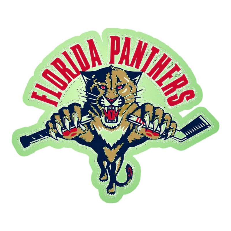 Florida Panthers - Panther With Hockey Stick - Glow in the Dark Vinyl Sticker - Custom Size