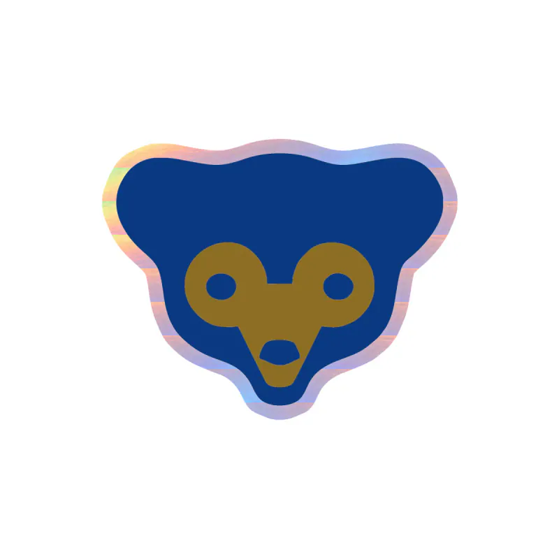 Chicago Cubs - Retro Bear - Holographic Vinyl Sticker - Custom Size