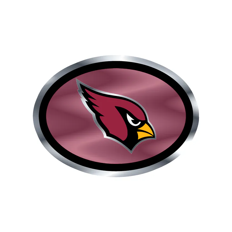 Arizona Cardinals - Head in Oval - Silver Chrome Vinyl Sticker - Custom Size