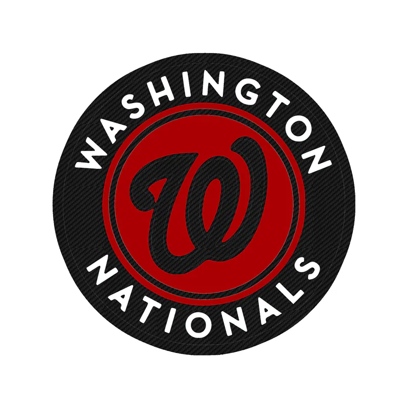 Washington Nationals - Blue And Red Circle With Name - Carbon Fiber Vinyl Sticker - Custom Size