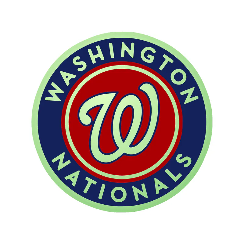 Washington Nationals - Blue And Red Circle With Name - Glow in the Dark Vinyl Sticker - Custom Size