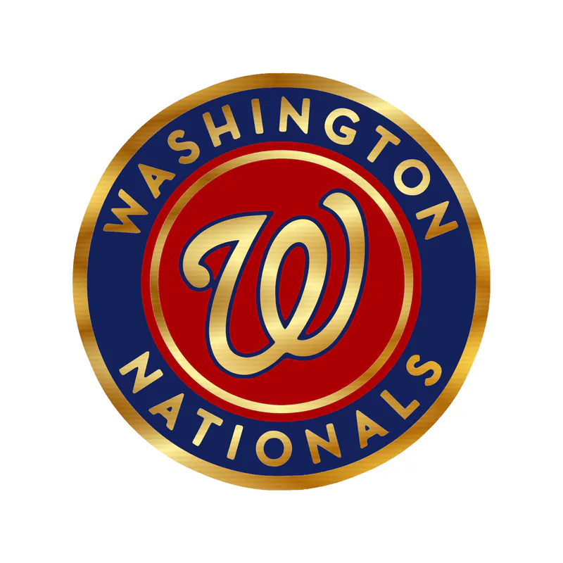 Washington Nationals - Blue And Red Circle With Name - Gold Chrome Vinyl Sticker - Custom Size