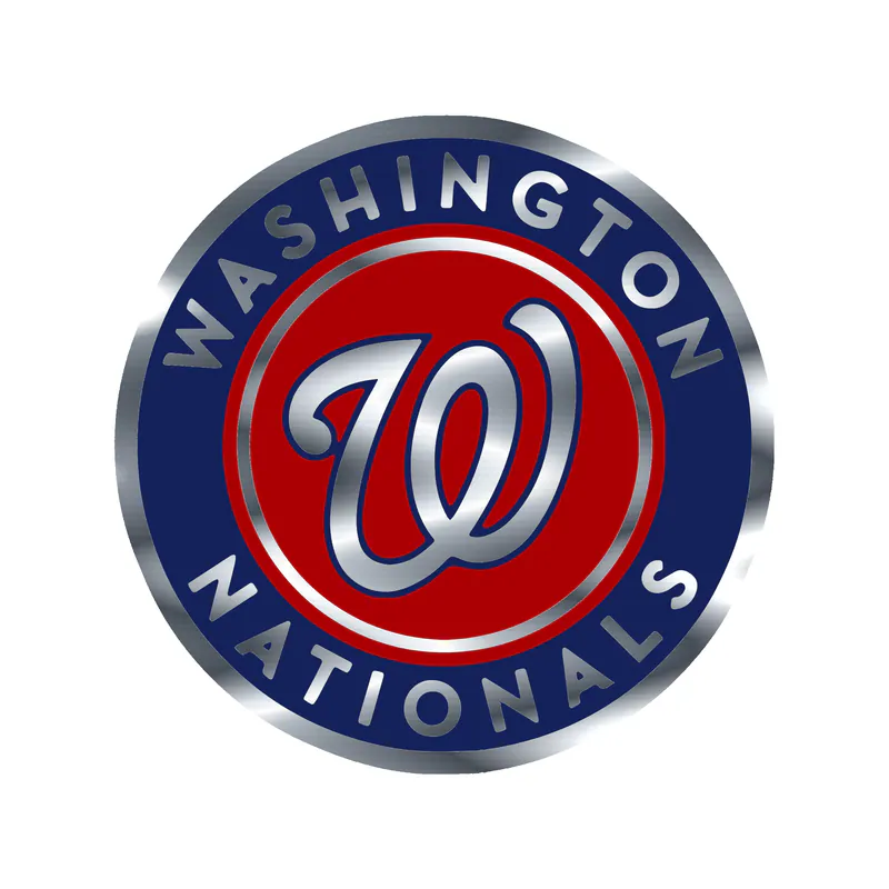 Washington Nationals - Blue And Red Circle With Name - Silver Chrome Vinyl Sticker - Custom Size