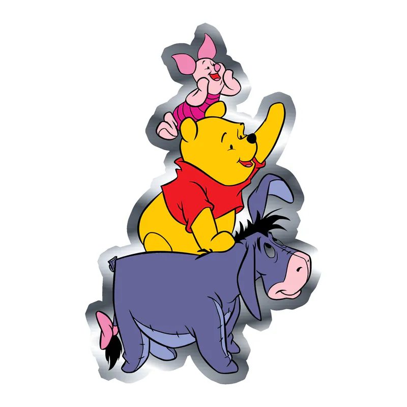 Winnie The Pooh - Friends - Silver Chrome Vinyl Sticker - Custom Size