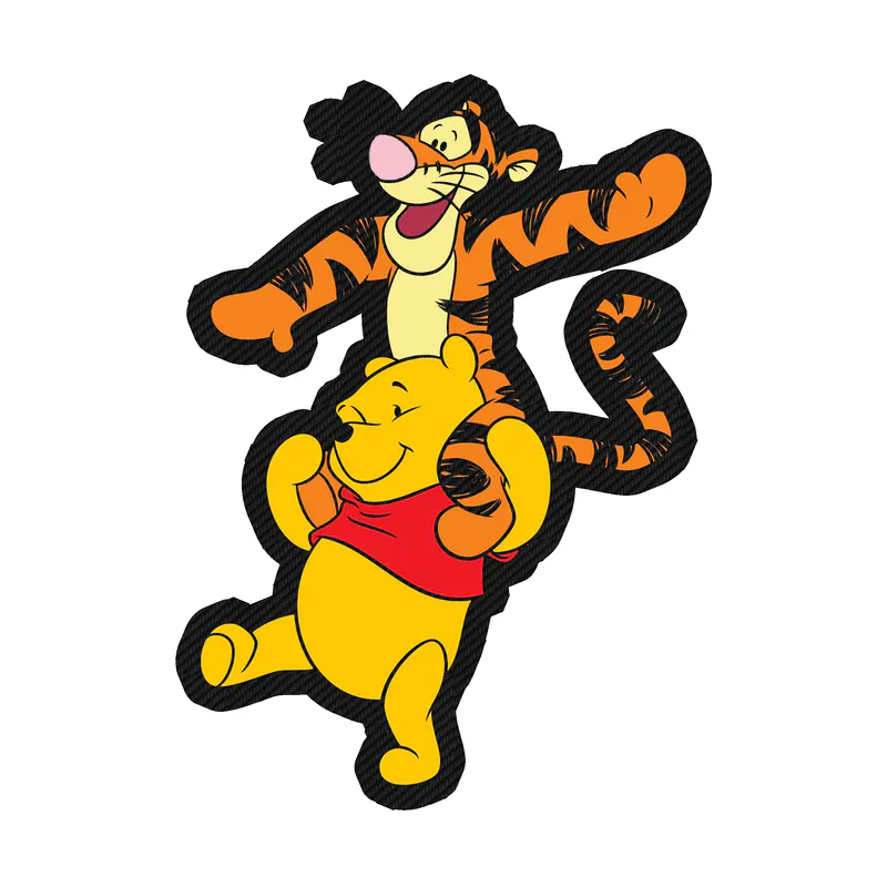 Winnie The Pooh - Pooh and Tigger - Carbon Fiber Vinyl Sticker - Custom Size