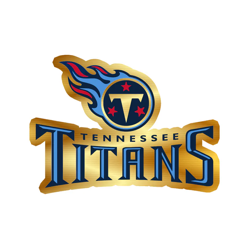 Tennessee Titans - Logo with Lettering Below - Gold Chrome Vinyl Sticker - Custom Size