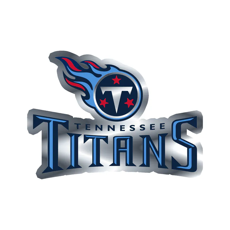 Tennessee Titans - Logo with Lettering Below - Silver Chrome Vinyl Sticker - Custom Size