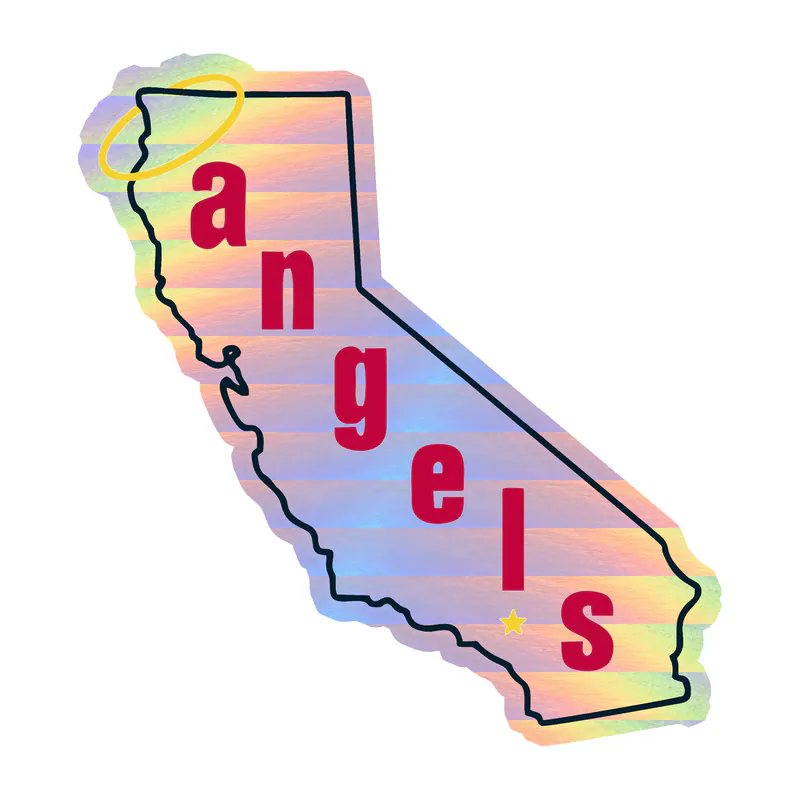 Los Angeles Angels - 1971 logo - Holographic Vinyl Sticker - Custom Size