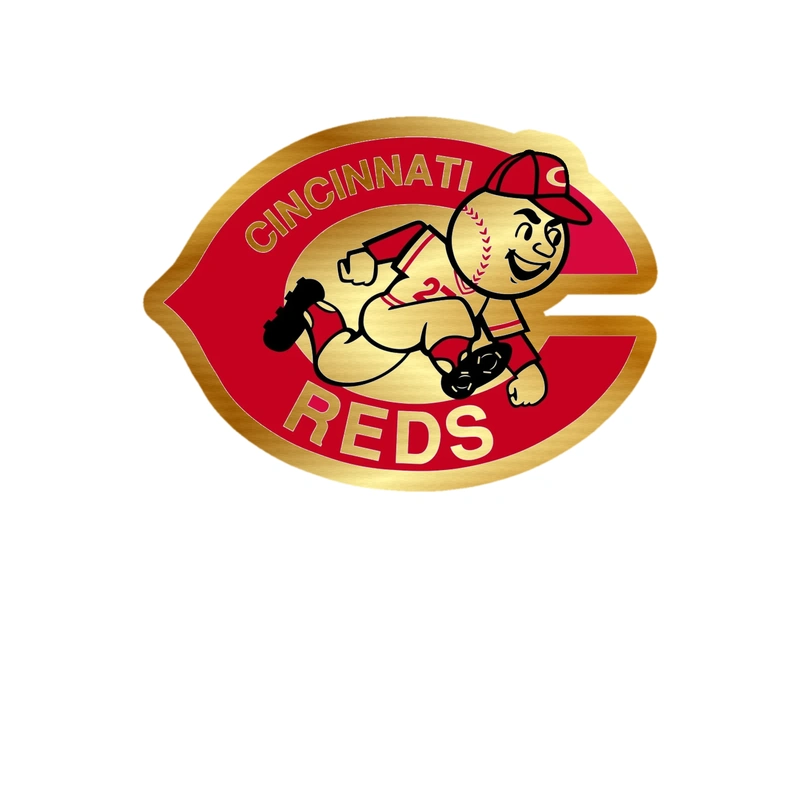 Cincinnati Reds - C With Mr. Red - Gold Chrome Vinyl Sticker - Custom Size