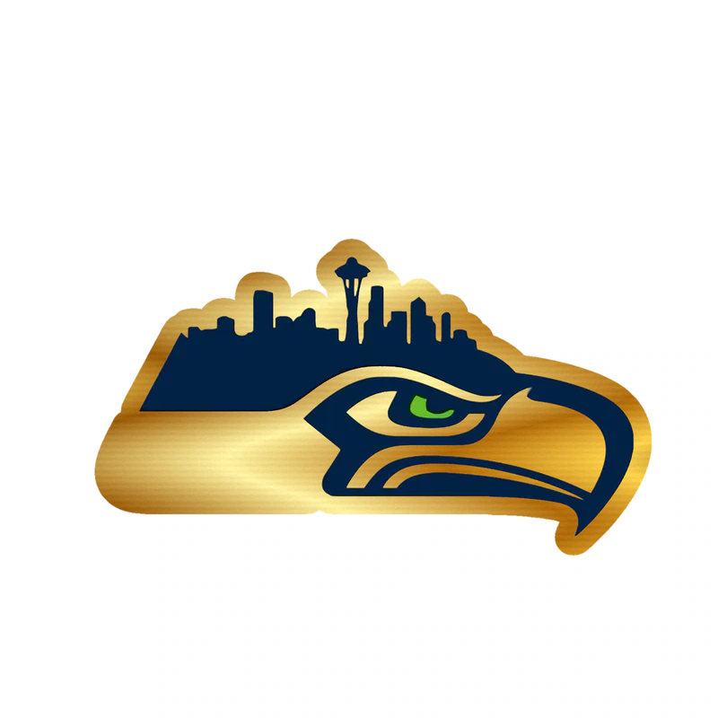 Seattle Seahawks City Line Gold Chrome Vinyl Sticker - Custom Size