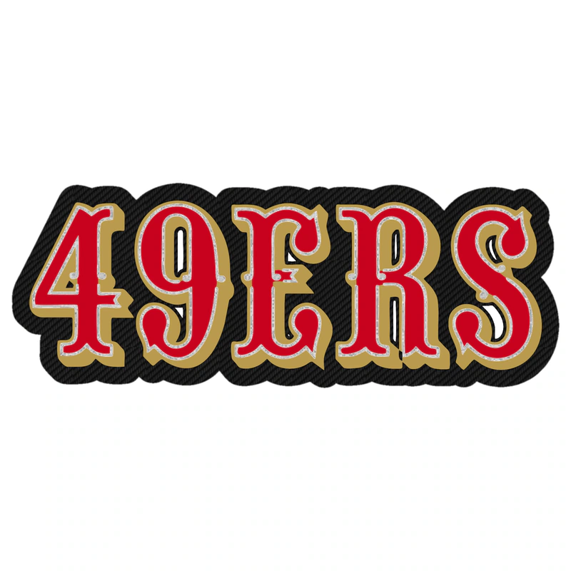 San Francisco 49ers - Gold and Red Lettering - Carbon Fiber Vinyl Sticker - Custom Size