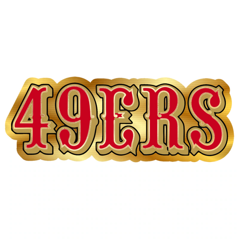 San Francisco 49ers - Gold and Red Lettering - Gold Chrome Vinyl Sticker - Custom Size