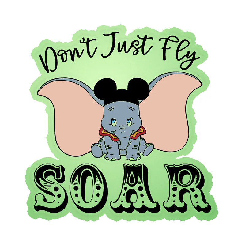 Dumbo Glow in the Dark Vinyl Sticker - Custom Size