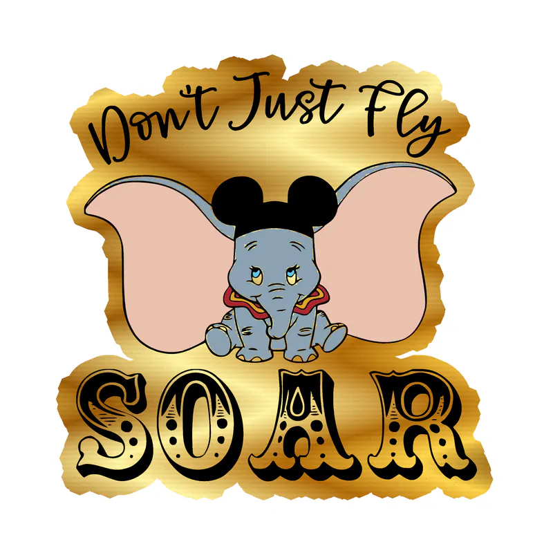 Dumbo Gold Chrome Vinyl Sticker - Custom Size