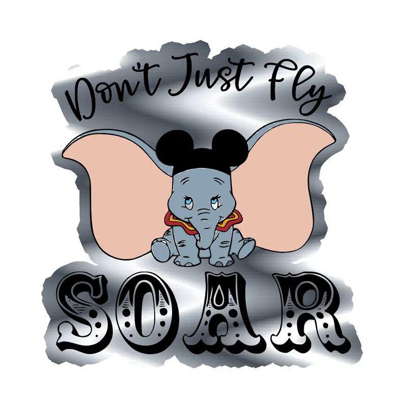 Dumbo Silver Chrome Vinyl Sticker - Custom Size