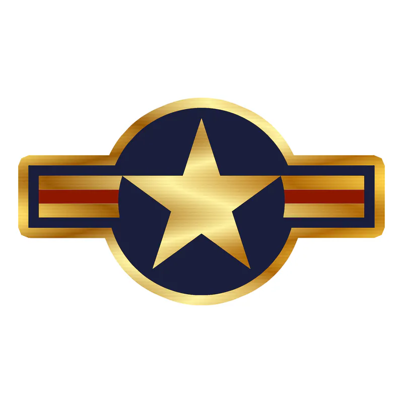 Air Force Roundel Gold Chrome Vinyl Decal- Custom Size