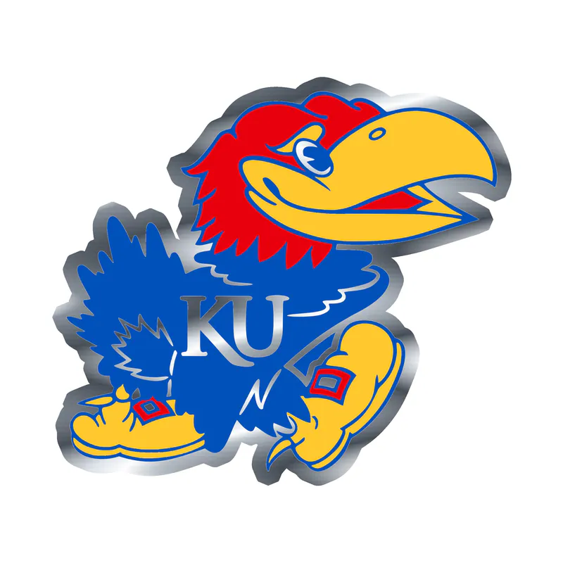 University of Kansas Jayhawks - Image 1 - Silver Chrome Vinyl Decal - Custom Size