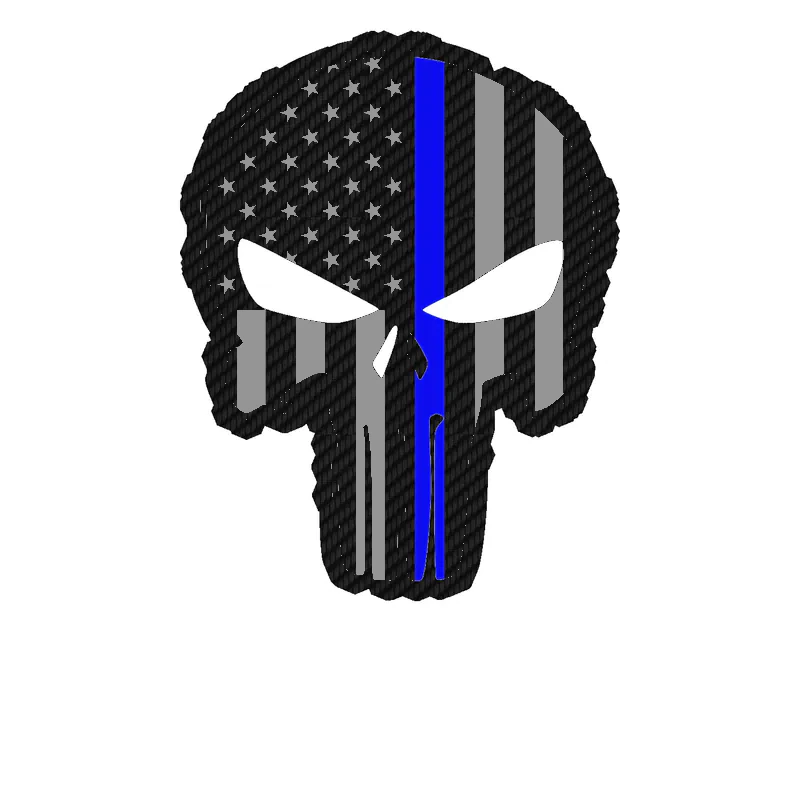 Punisher American Flag Blue Line Carbon Fiber Vinyl Decal - custom size