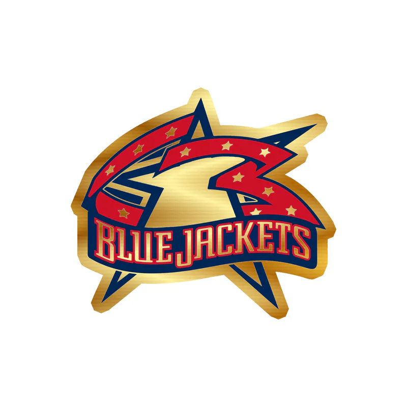 Columbus Blue Jackets - Star With Blue Jackets - Gold Chrome Vinyl Sticker - Custom Size