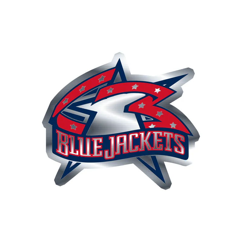 Columbus Blue Jackets - Star With Blue Jackets - Silver Chrome Vinyl Sticker - Custom Size