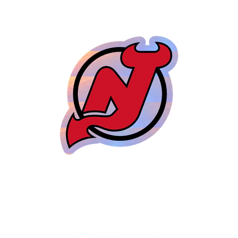 New Jersey Devils - Circle With N - Holographic Vinyl Sticker - Custom Size
