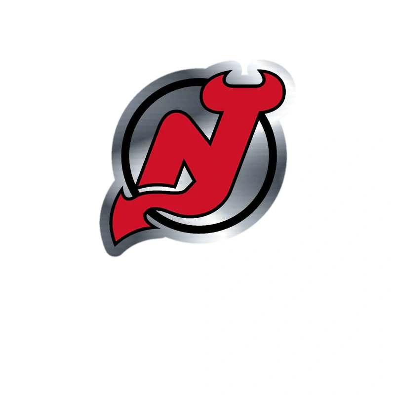 New Jersey Devils - Circle With N - Silver Chrome Vinyl Sticker - Custom Size