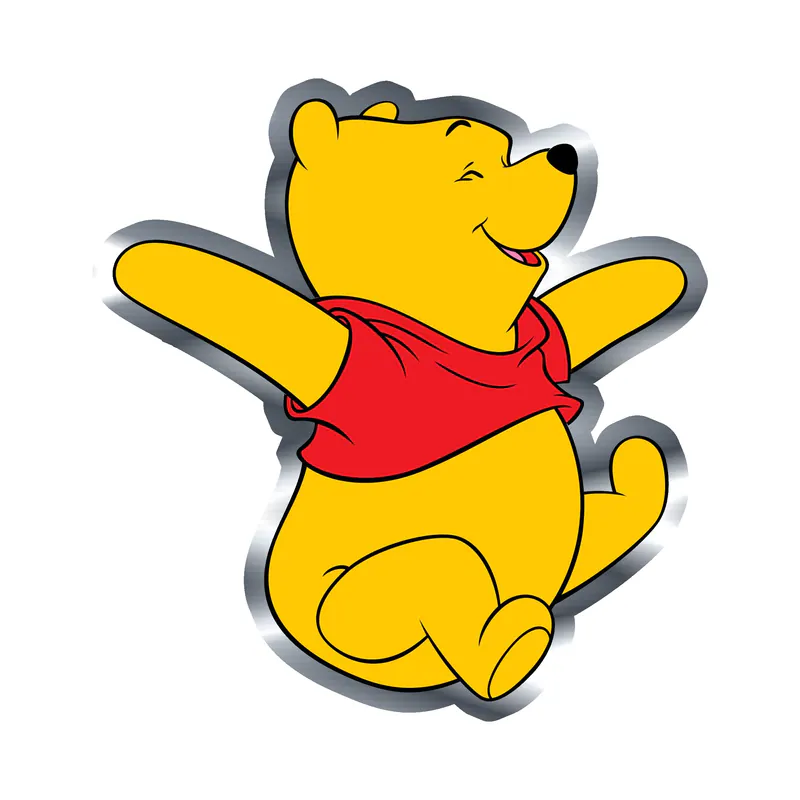 Winnie The Pooh - Silver Chrome Vinyl Sticker - Custom Size