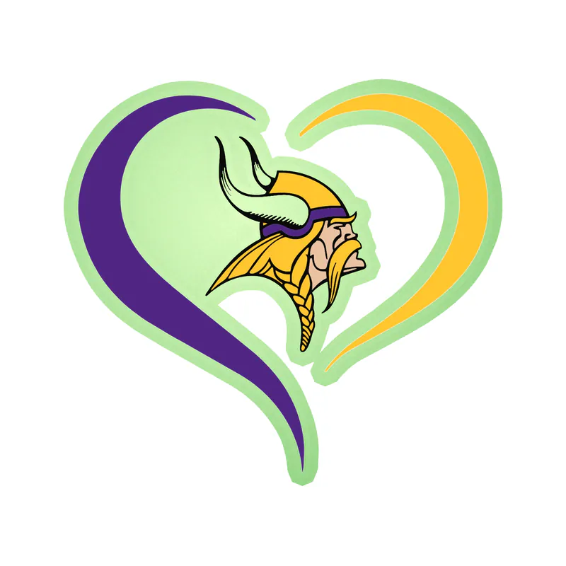 Minnesota Vikings - Heart - Glow in the Dark Vinyl Sticker - Custom Size